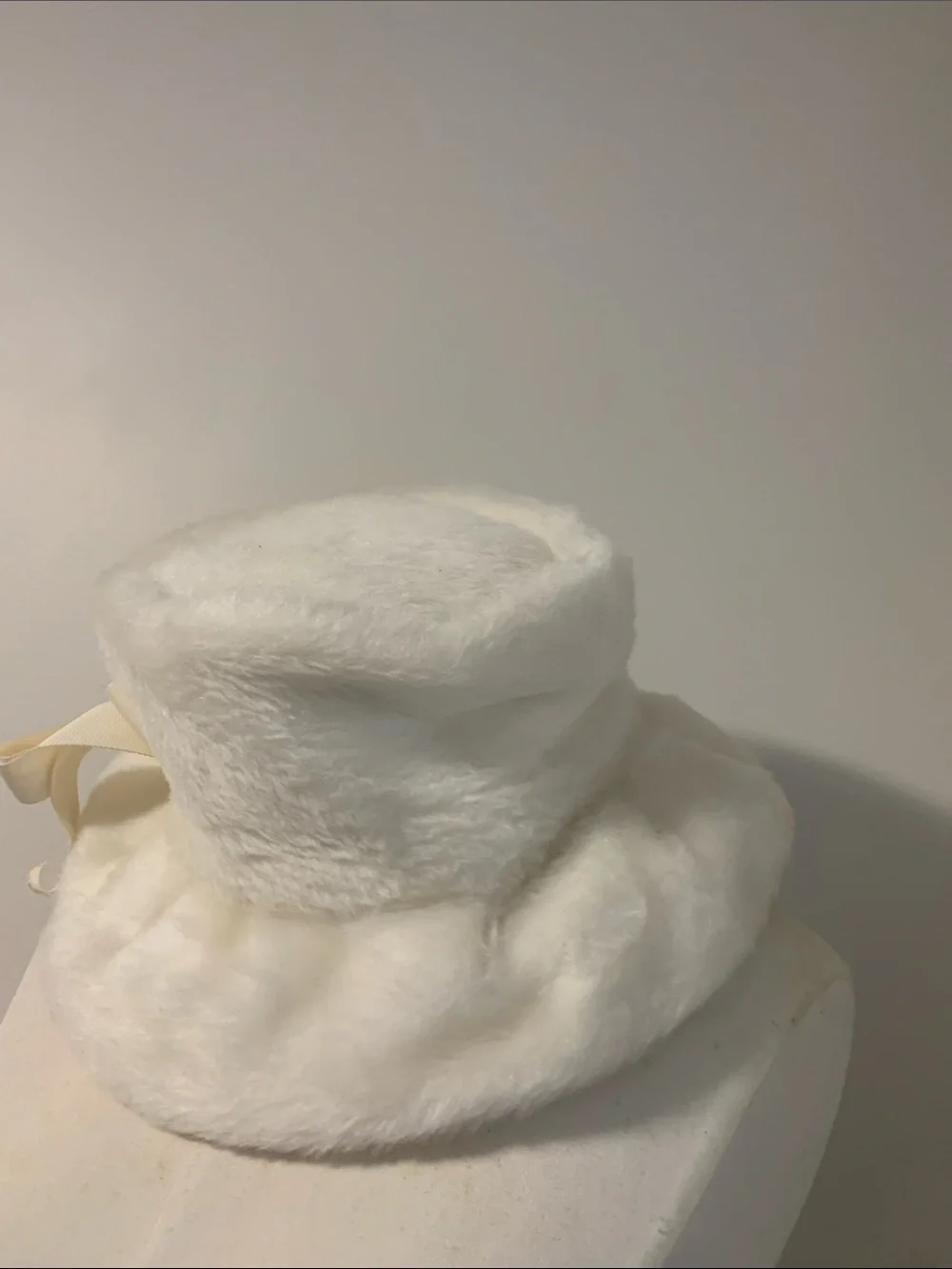 Vintage faux fur white womans hat